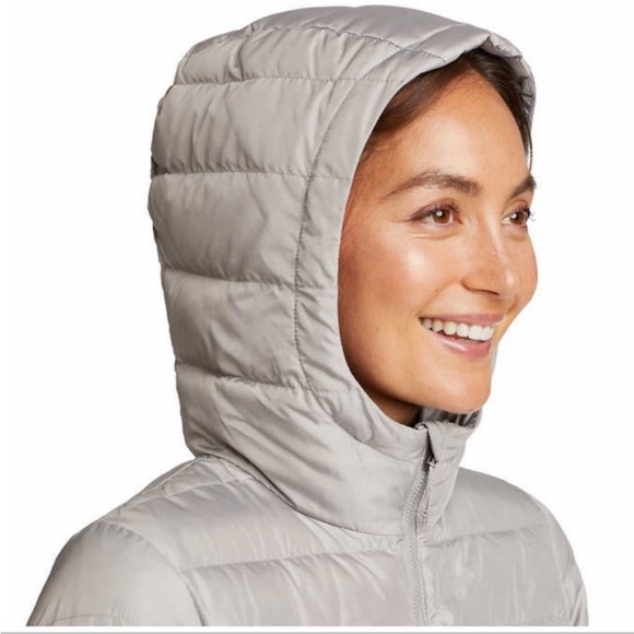 NWT Eddie Bauer Ladies Hooded Down Duffle Coat GRAY - size XL - Picture 3 of 8